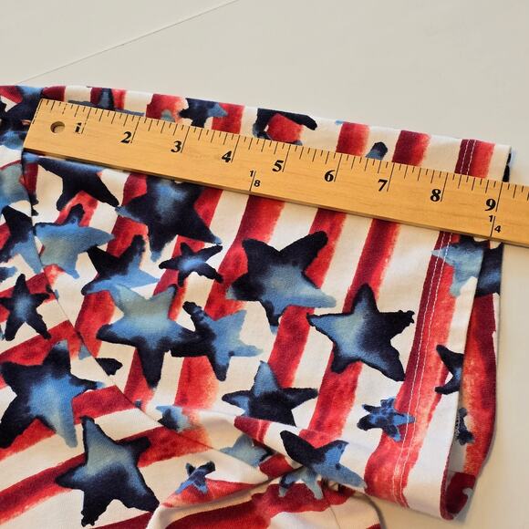 D&Co Top Womens Size XL Multicolor Stars and Stripes Short Sleeve Cotton Blend - Picture 8 of 10